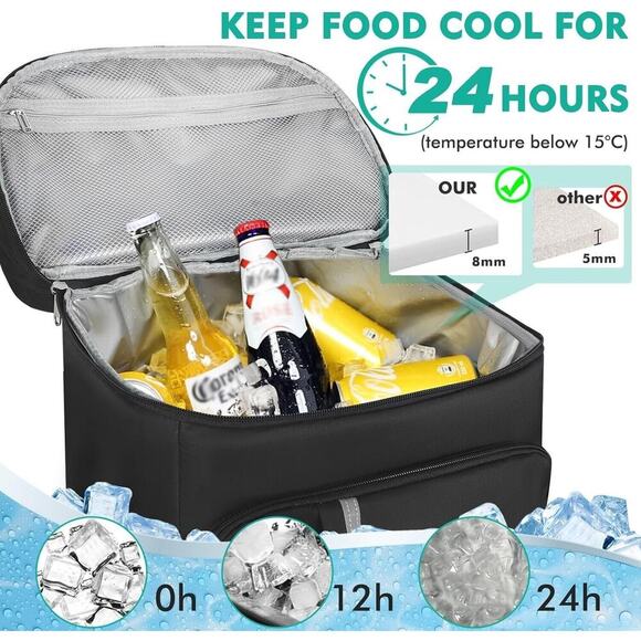 Backpack Cooler,46 Cans Large Cooler 2 Insulated Leak Proof black - Picture 3 of 7